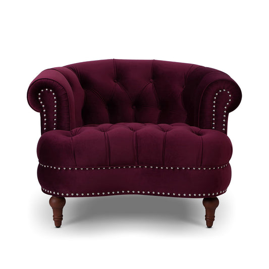 La Rosa - Victorian Tufted Upholstered Accent Chair - Burgundy