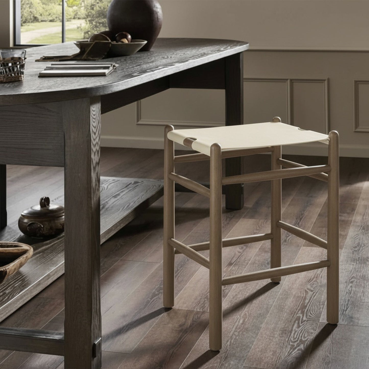 Santos - Backless Counter Stool With Stained Brown Base