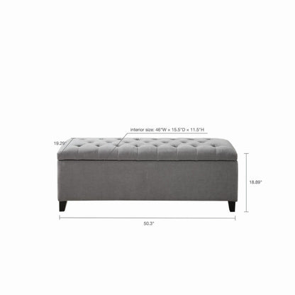 Modern Tufted Top Soft Close Storage Bench Upholstered Polyester - Gray