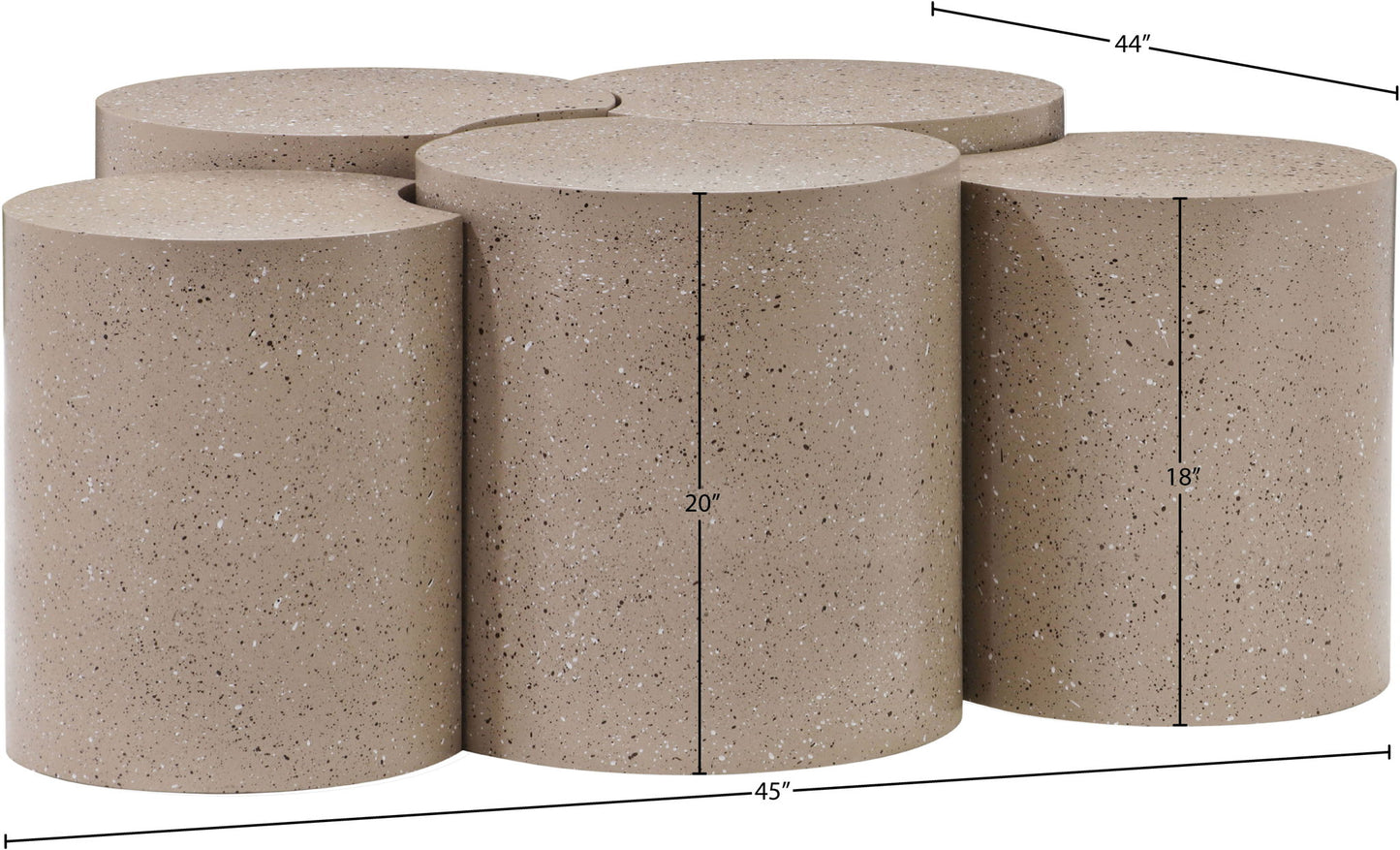 Dimple - 20" 5 Piece Modular Coffee Table - Terazzo Finish