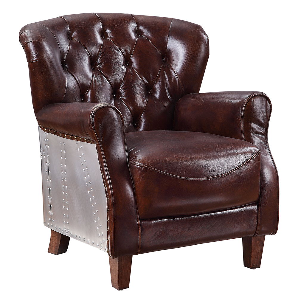 Brancaster - Accent Chair - Vintage Brown & Aluminum