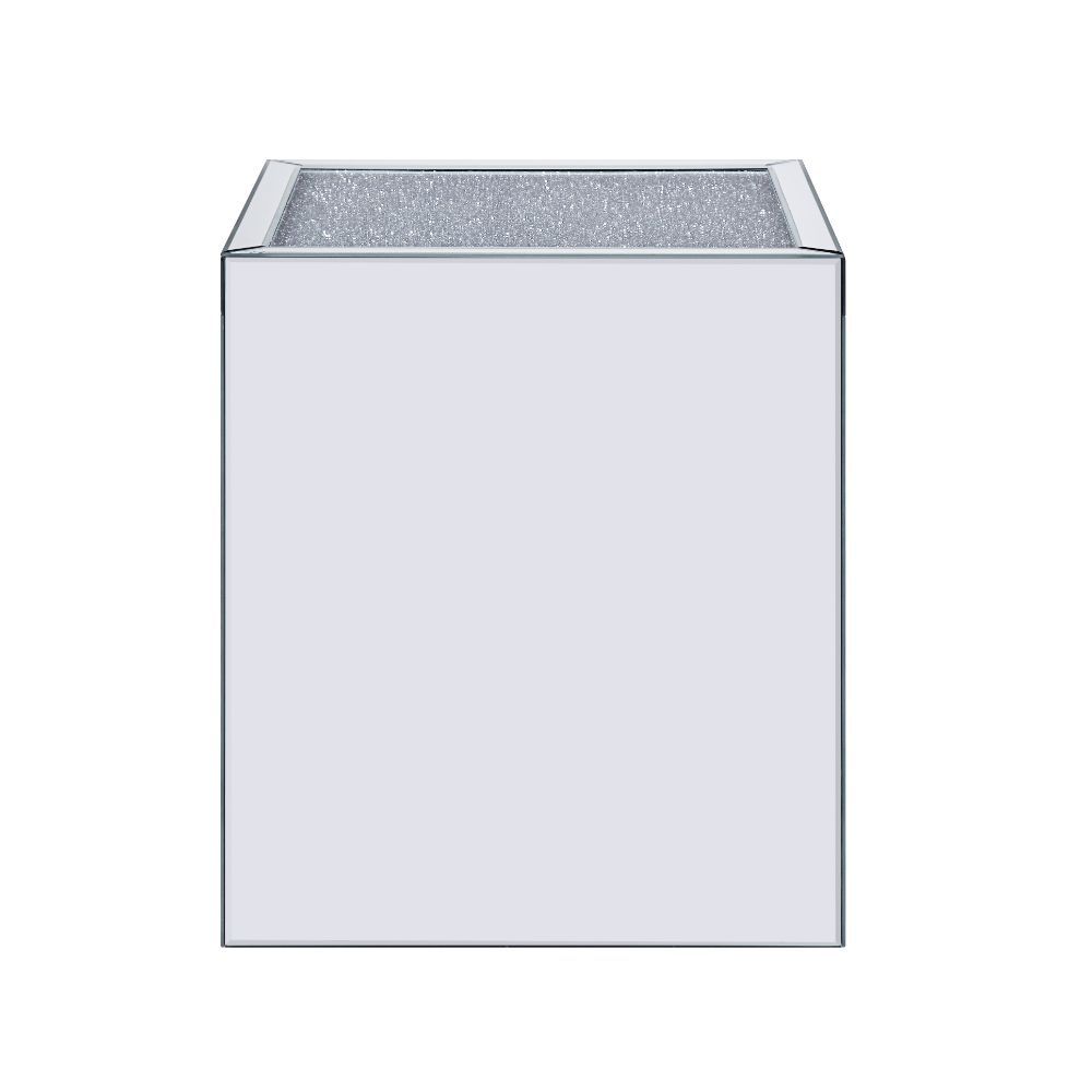 Noralie - End Table With Open Storage Compartment - Clear Glass, Mirrored & Faux Diamonds