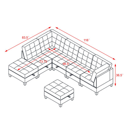 Modular Sectional Sofa With Diy Combination And Storage