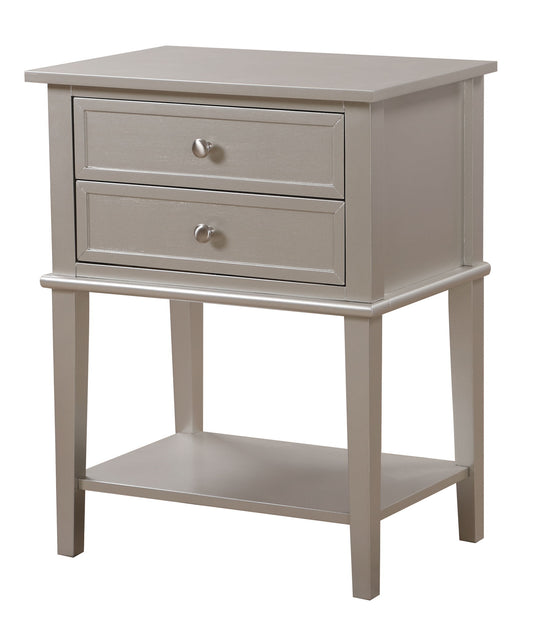 Vibrant Contemporary Nightstand - Silver Champagne
