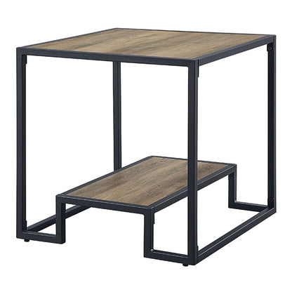 Idella - End Table - Rustic Oak & Black