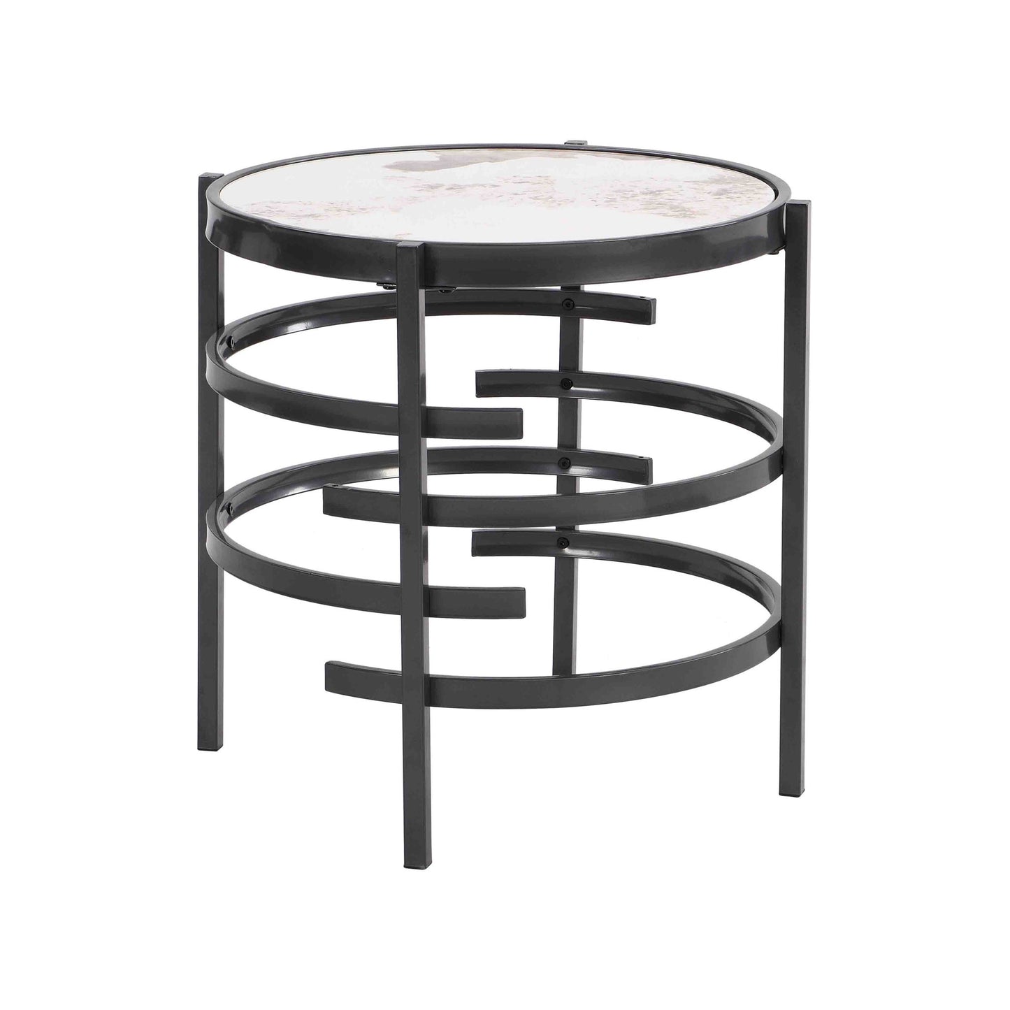 Round Table With Sintered Stone Top And Sturdy Metal Frame
