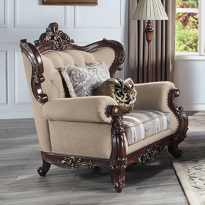 Ragnar - Chair With 2 Pillows - Light Brown Linen & Cherry