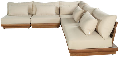 Mirella - 5 Piece Water Resistant Fabric Upholstered Outdoor Patio Modular Sectional