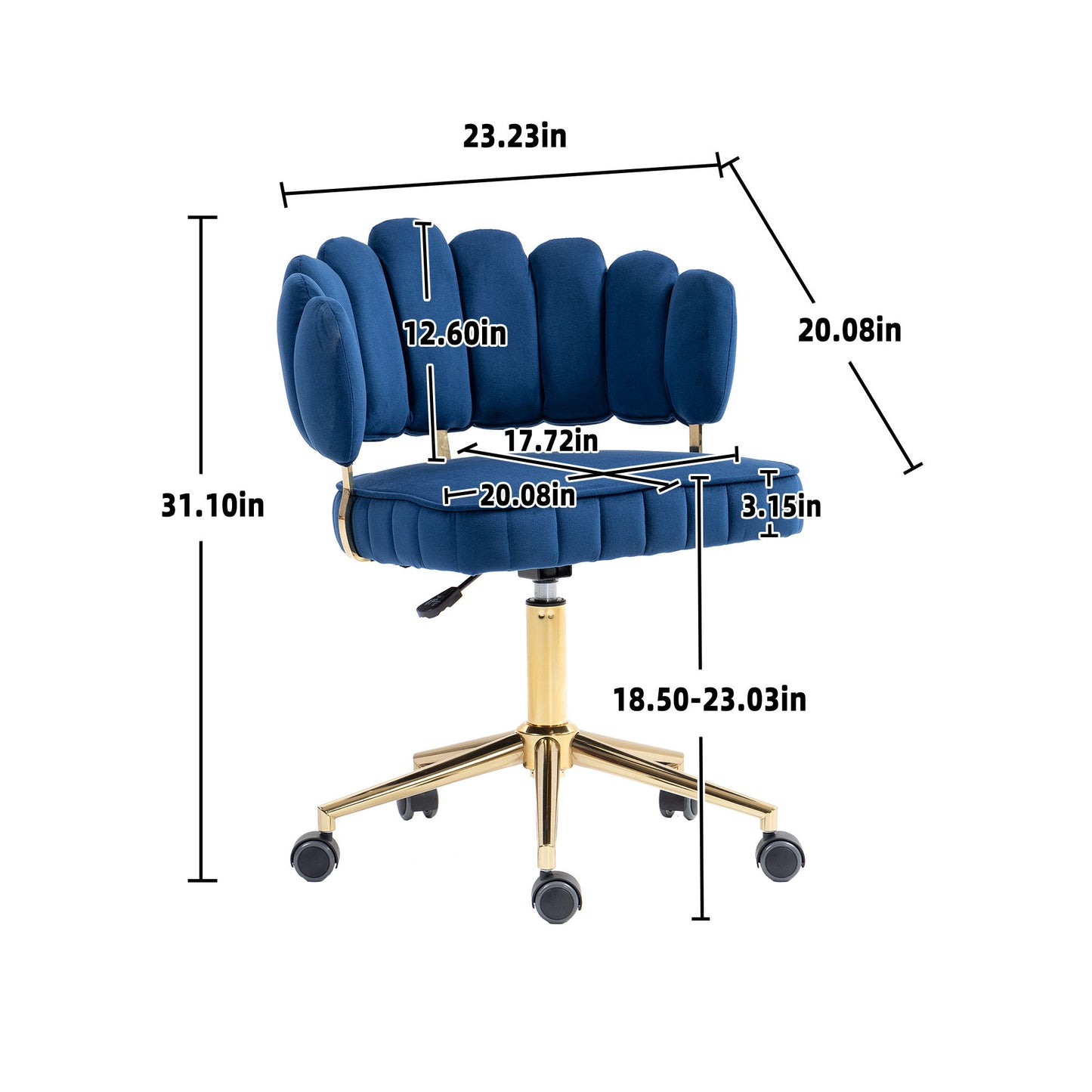 Modern Velvet Home Office Desk Chair With Adjustable Height And Swivel Wheels