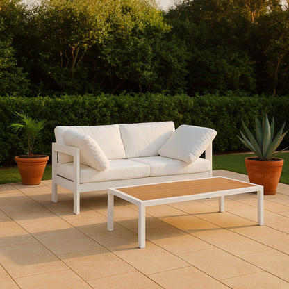 Nizuc - Outdoor Patio 2 Seat Modular Sofa With White Frame