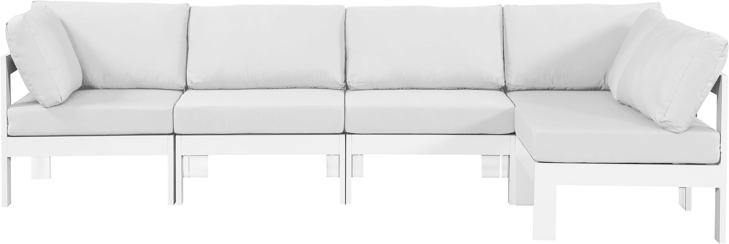 Nizuc - Outdoor Patio 5 Piece Modular Sectional With White Frame