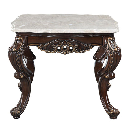 Benbek - End Table - Marble & Antique Oak
