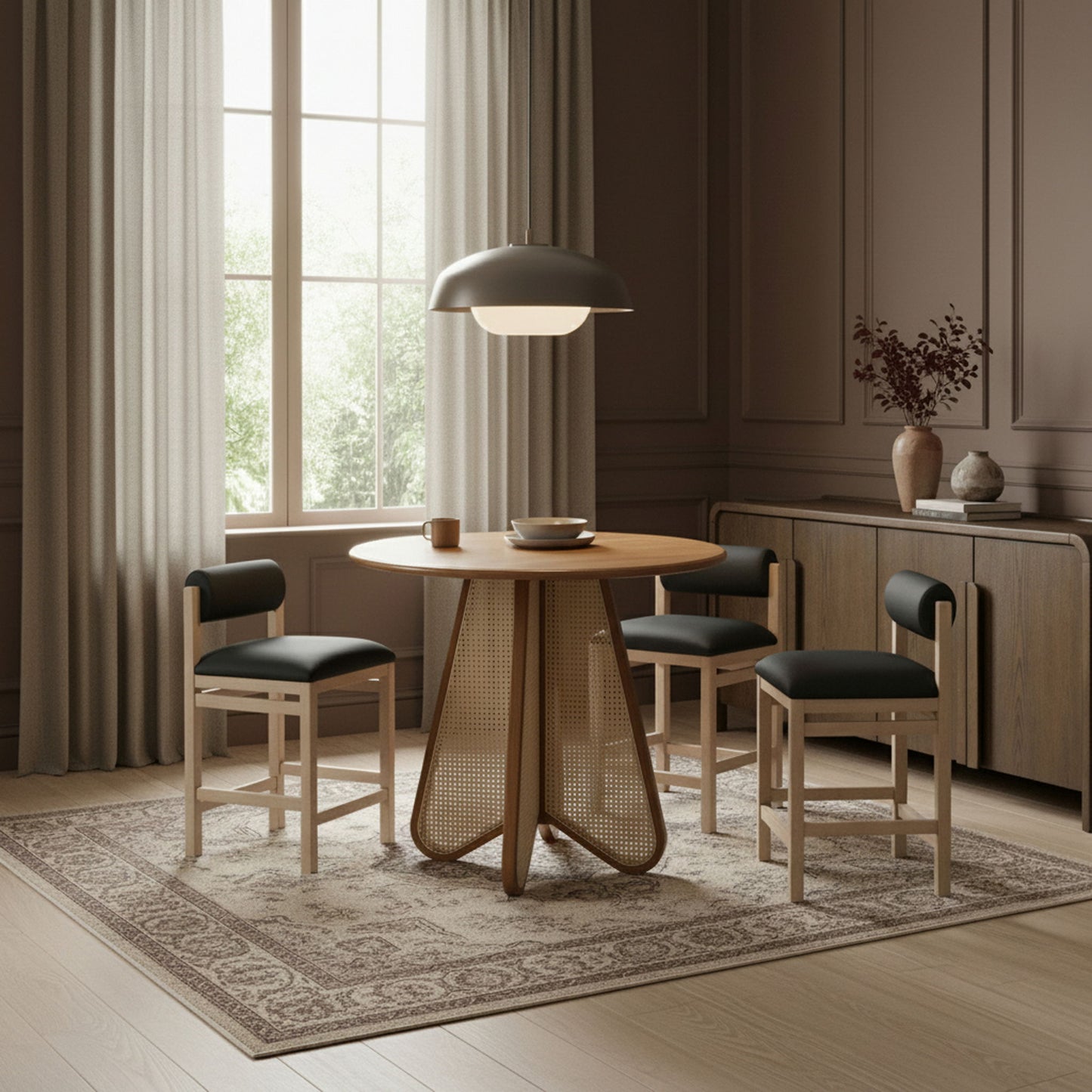 Butterfly - Solid Wood And Natural Cane Table