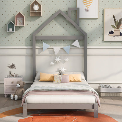 Platform Bed With House Shaped Headboard