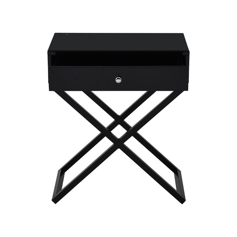 Koda - End Side Table Nightstand, Drawer And Cross Base