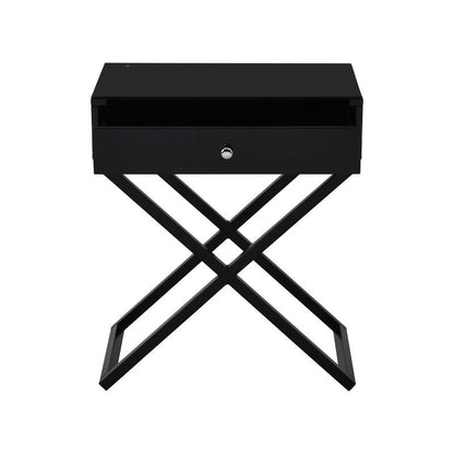 Koda - End Side Table Nightstand, Drawer And Cross Base
