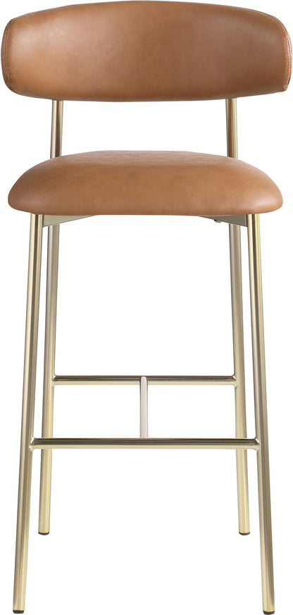 Lupita - Vegan Leather Upholstered Bar Stool With Brushed Gold Frame (Set of 2)