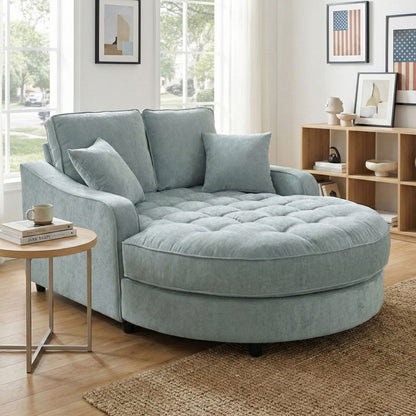 Modern Chaise Lounge Upholstered Sofa Couch With Tufted Seat And Detachable Pillows For Living Room