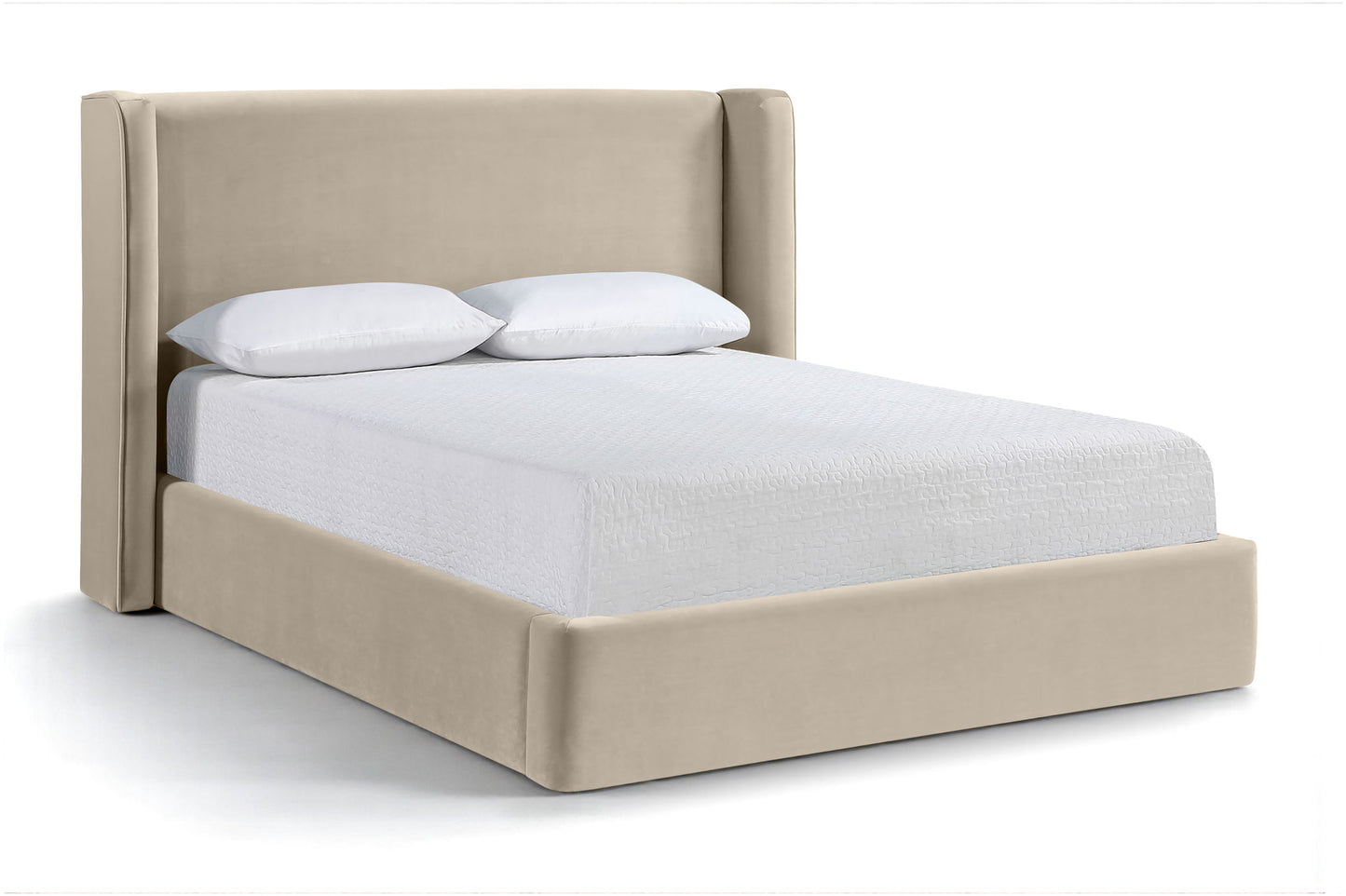 Kendall - Velvet Upholstered Bed - Cream