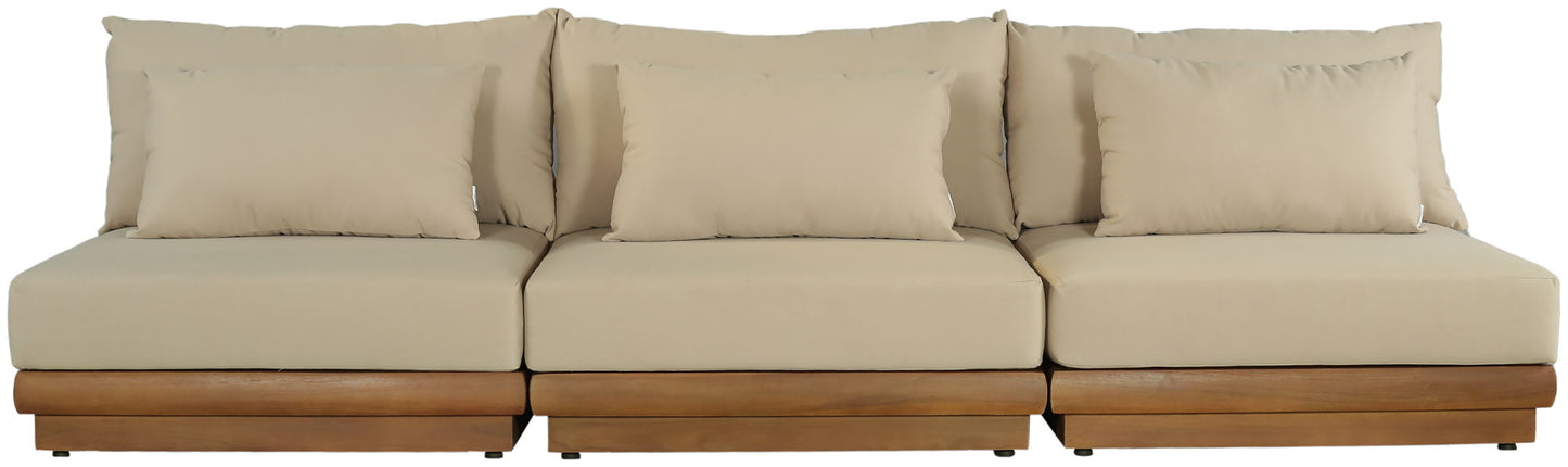 Mirella - 3 Piece Water Resistant Fabric Upholstered Outdoor Patio Modular Sofa