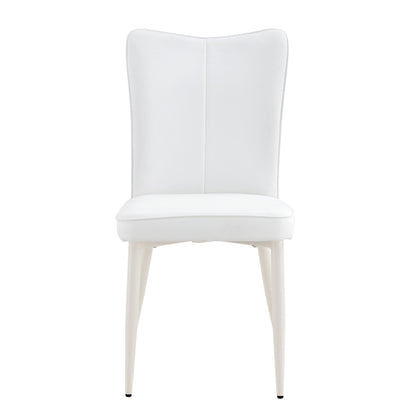 Style Minimalist Dining Chairs With 2 White Sponge Seats And Metal Legs, With 1 Chair Serving Multiple Purposes - Milky White