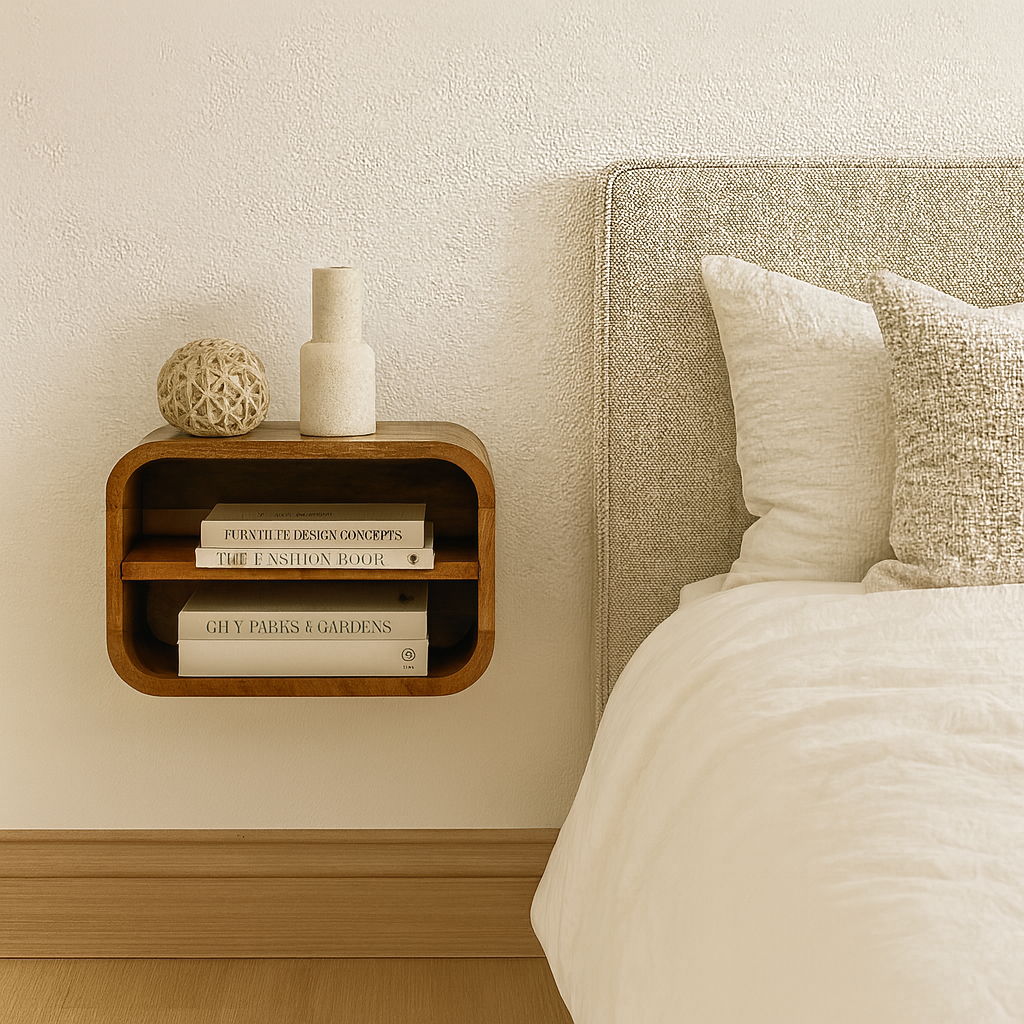 Floating Open Curve Nightstand - Oak