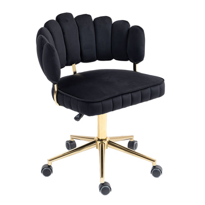 Modern Velvet Home Office Desk Chair With Adjustable Height And Swivel Wheels