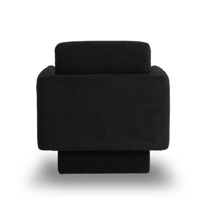 360° Modern Swivel Accent Chair Round Armchair, Thick Padded Single Lounge Sofa Upholstered Comfy - Black