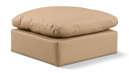 Indulge - Faux Leather Ottoman - Tan