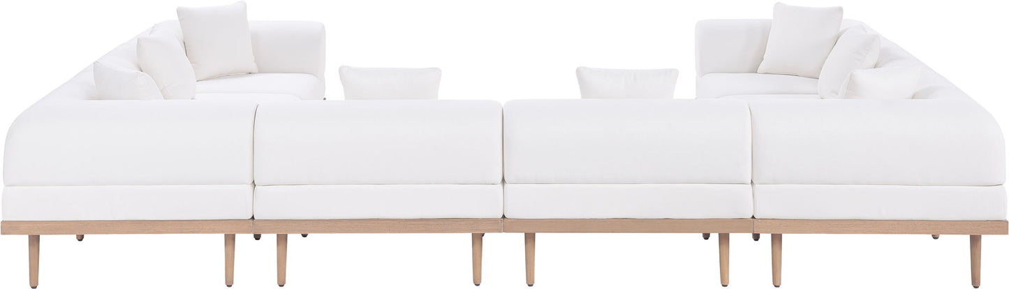 Laguna - 8 Piece Resilient Water Resistant Fabric 142" Upholstered Outdoor Patio Modular Sectional