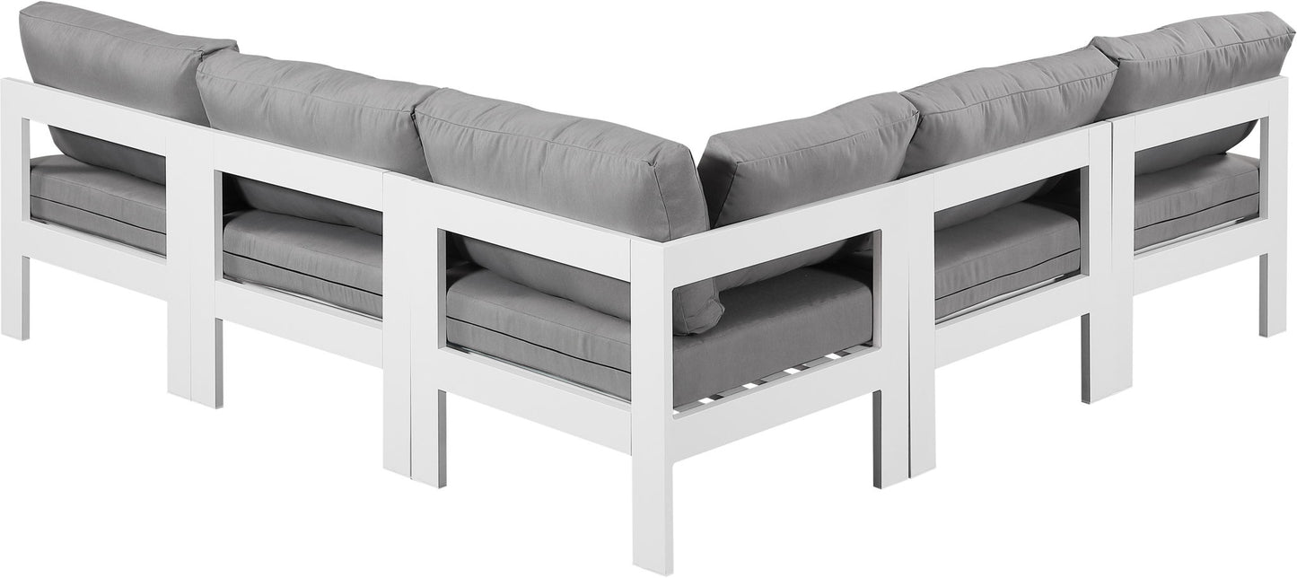 Nizuc - Outdoor Patio 5 Piece Modular Sectional With White Frame