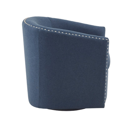 Luxurious Swivel Chair With 360 Degree Rotation Fabric And Solid Wood - Blue