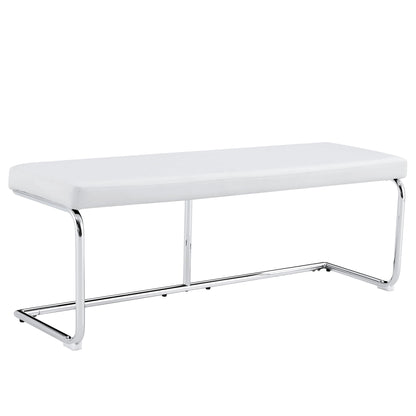 Modern White Shoe Changing Stool With Silver Metal Legs For Various Rooms