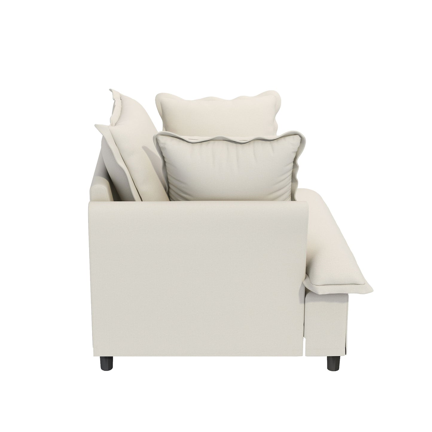 Oversized Single Seat Sofa Module For Modular Sectional Wide Seat, Armchair With Pillows Modern Upholstered Comfy Single Couch Lounge - Beige