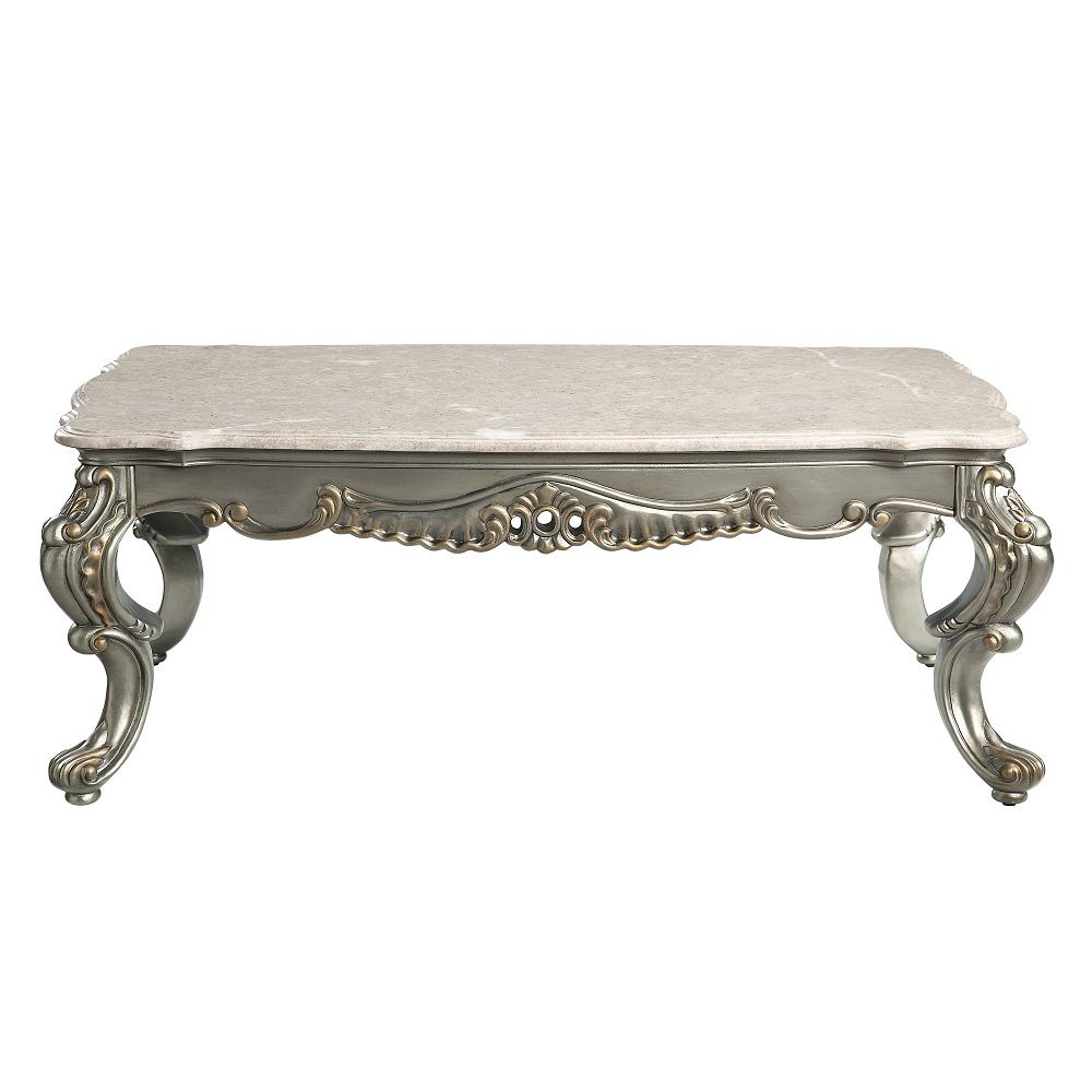 Miliani - Coffee Table With Marble Top - Natural Marble Top & Antique Bronze