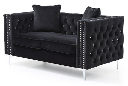 Modern Track Arm Loveseat - Black