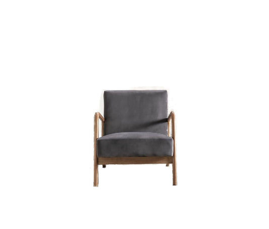 Classic Mid-Century Modern Accent Chairs, Open Framed Armchair With Cushioning And - Gray