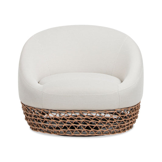 Willow - Upholstered Woven Patio Deep Seating Armchair, Wicker Frame - Wheat Beige / Golden Brown