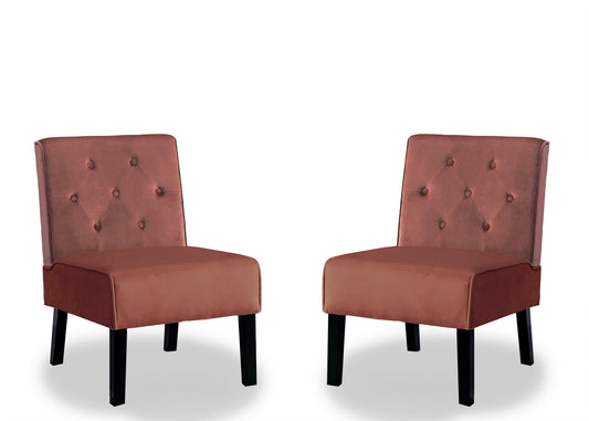Reese - Living Room Armless Button Tufted Pattern Accent Chair (Set of 2) - Rose
