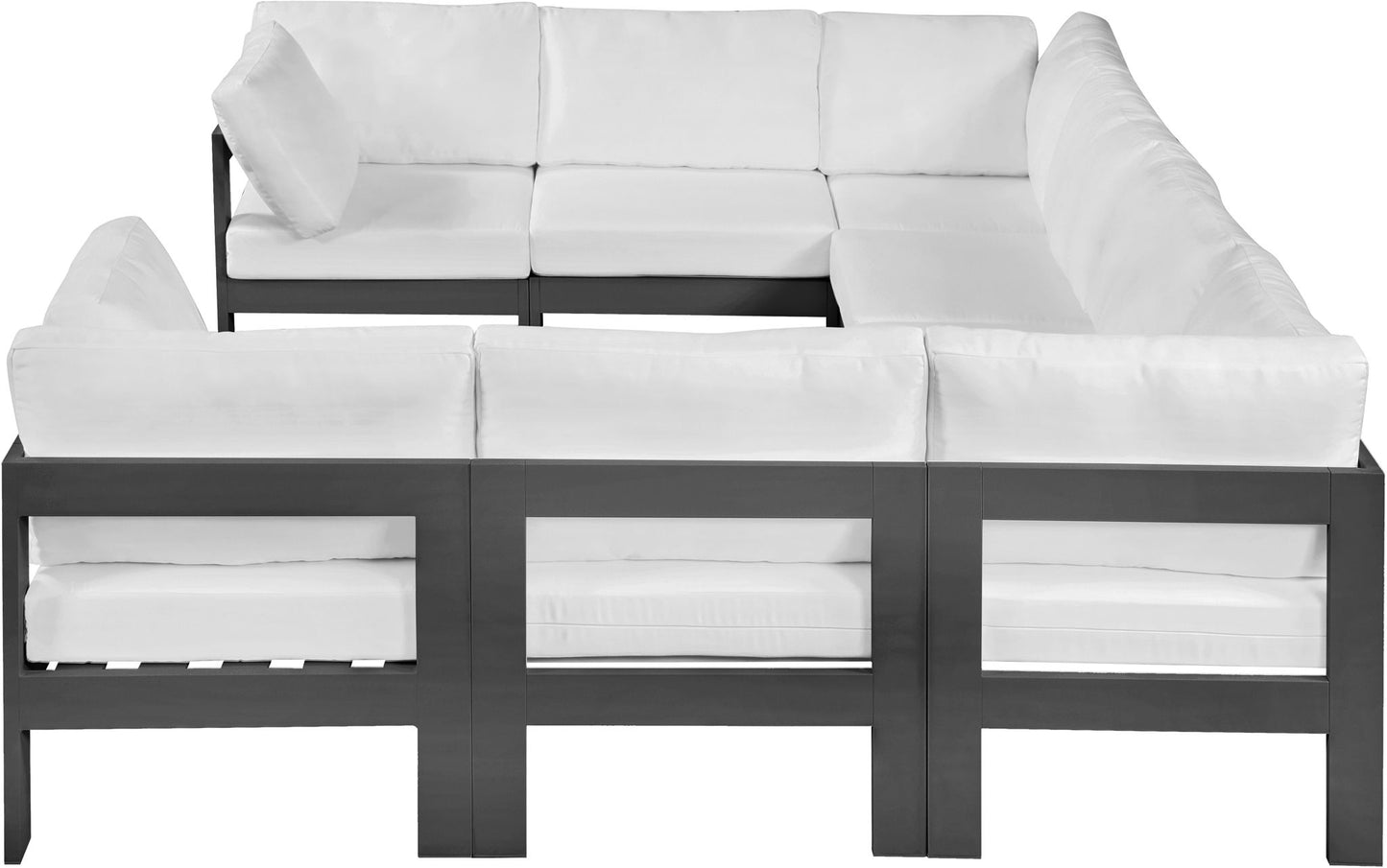Nizuc - Outdoor Patio 8 Piece Modular Sectional With Gray Frame