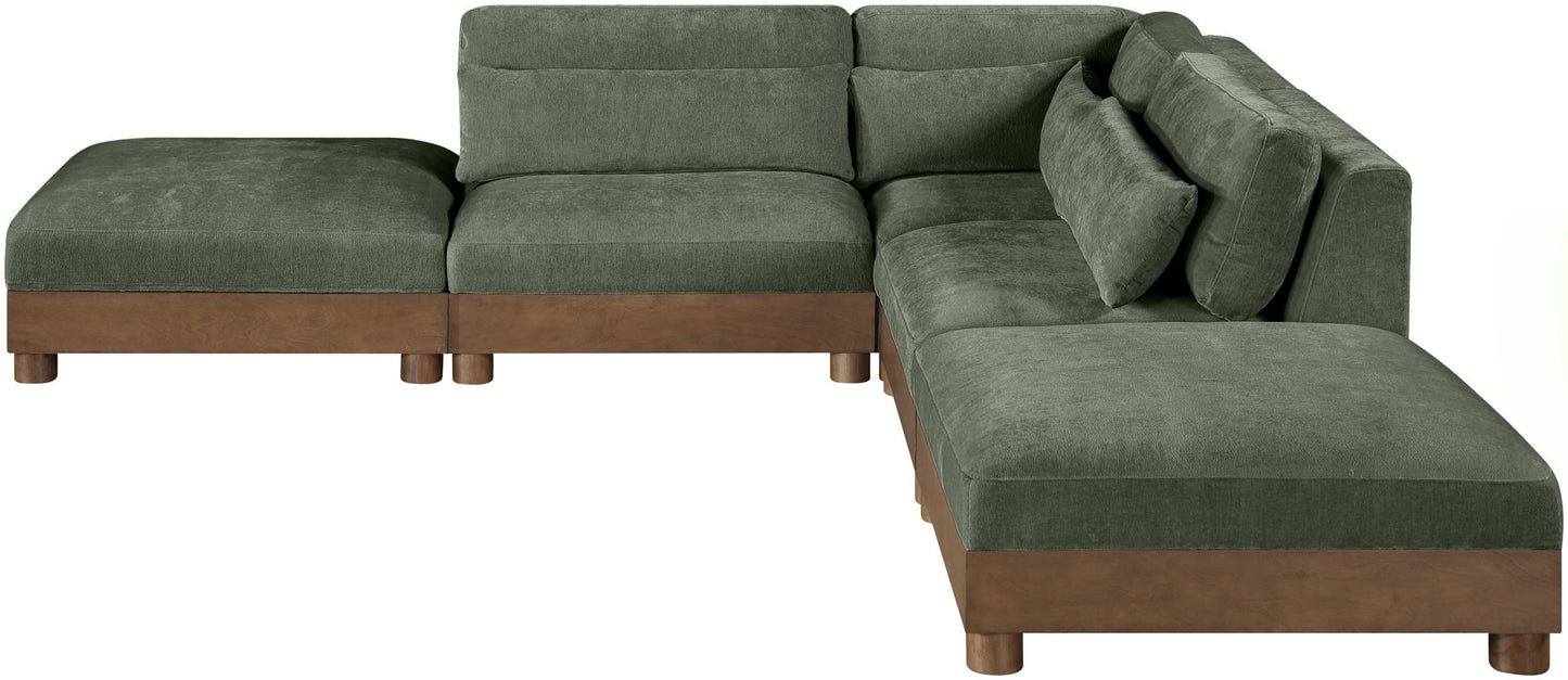 Turin - Chenille Fabric Upholstered Modular Sectional - Green