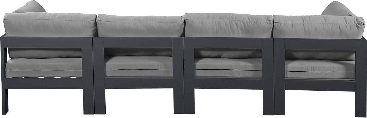 Nizuc - Outdoor Patio 4 Seat Modular Sofa With Gray Frame