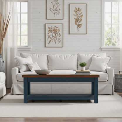 Chairside Table - Blue Denim / Whiskey