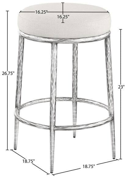 Ferro - Upholstered Backless Counter Stool With Brushed Silver Base
