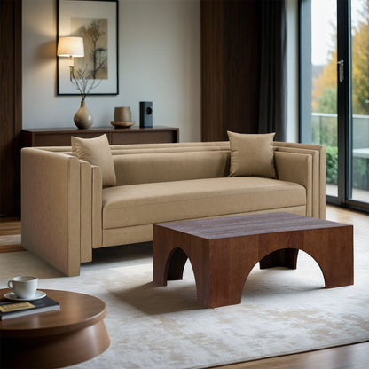 Everett - Vegan Leather 88.5" Upholstered Sofa - Tan