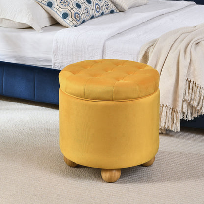 Modern Round Linen Storage Ottoman With Table Top Lid And Storage Space