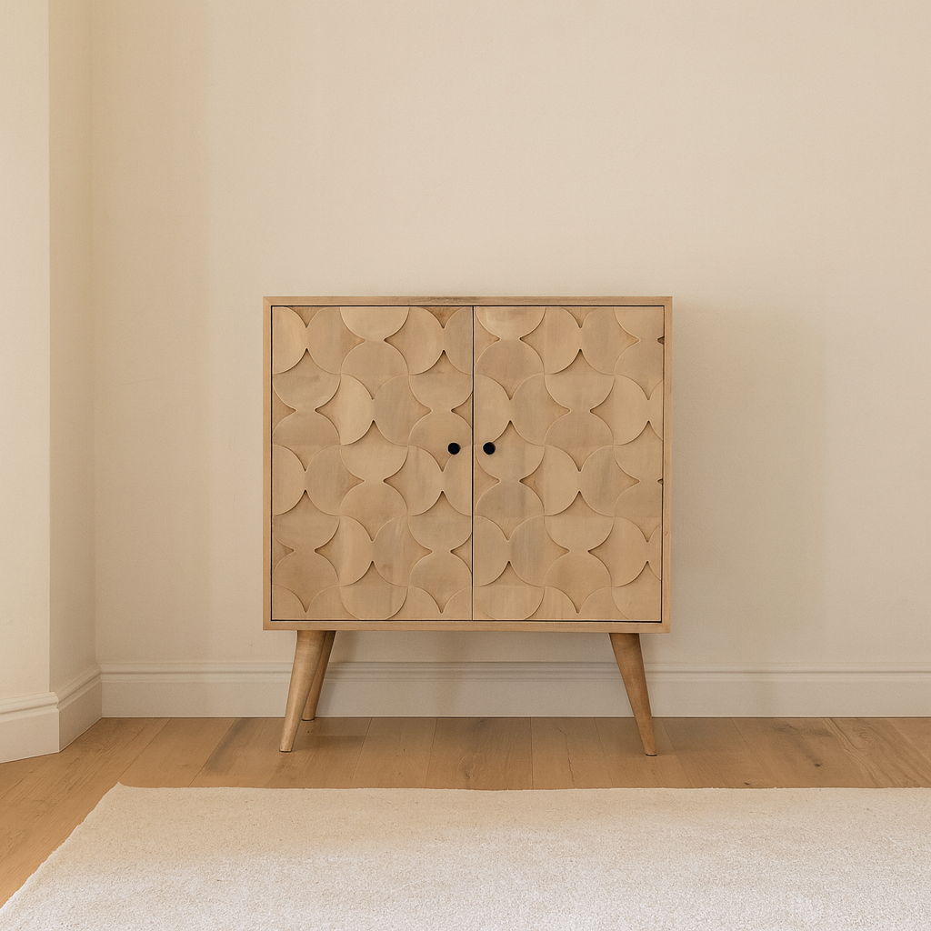 Hourglass Carved Cabinet - Marble