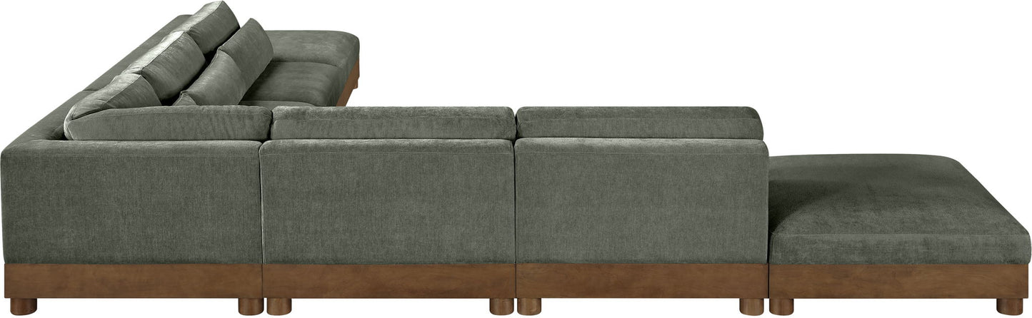 Turin - Chenille Fabric Upholstered Modular Sectional - Green