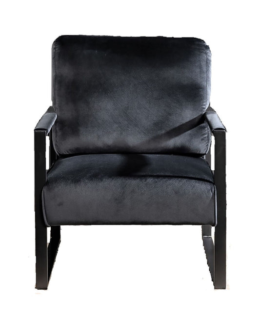 Classic Mid Century Modern Accent Chair With Durable Square Metal Frame, Armchair Upholstery - Black