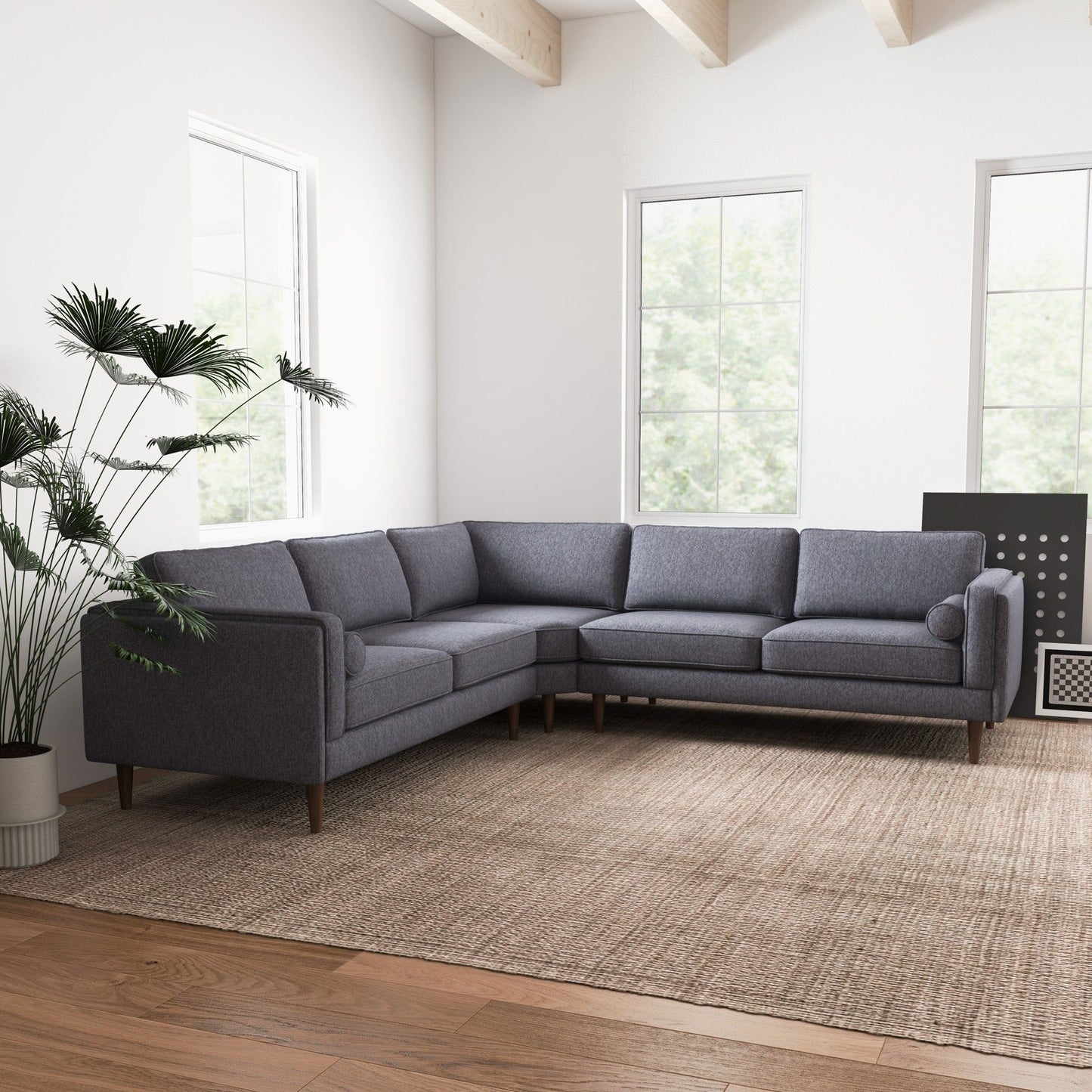 Erman - Pillow Back Corner Sofa - Dark Gray